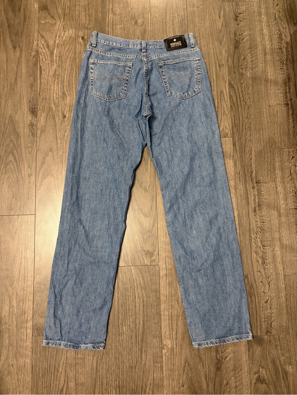 Versace Plain Classic Light Blue Men's Straight-Leg Jeans